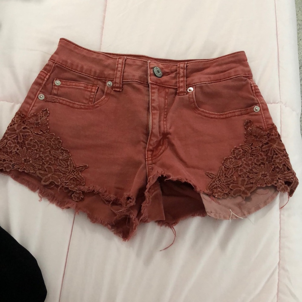 Rust orange hi-rise festival shorts